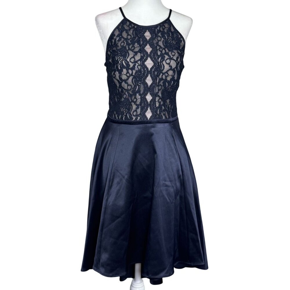My Michelle Womens Dress Size 15 Navy Lace Formal Fit & Flare Style Polyester